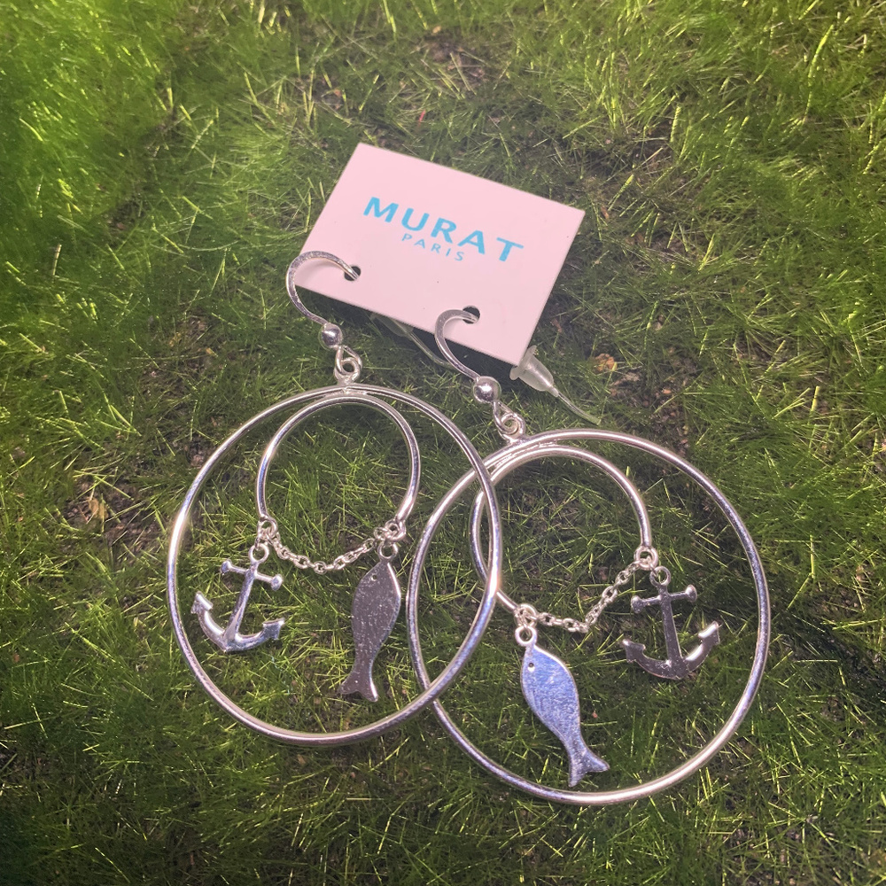 Nautical Sterling Silver Hoop Earrings